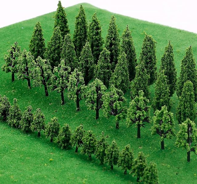 IWILCS 50 Pieces Model Trees Mixed, Model Tree Diorama Tree, Mixed Model Trees, Miniature Landscape Trees for DIY Train Railways Scenery Landscape