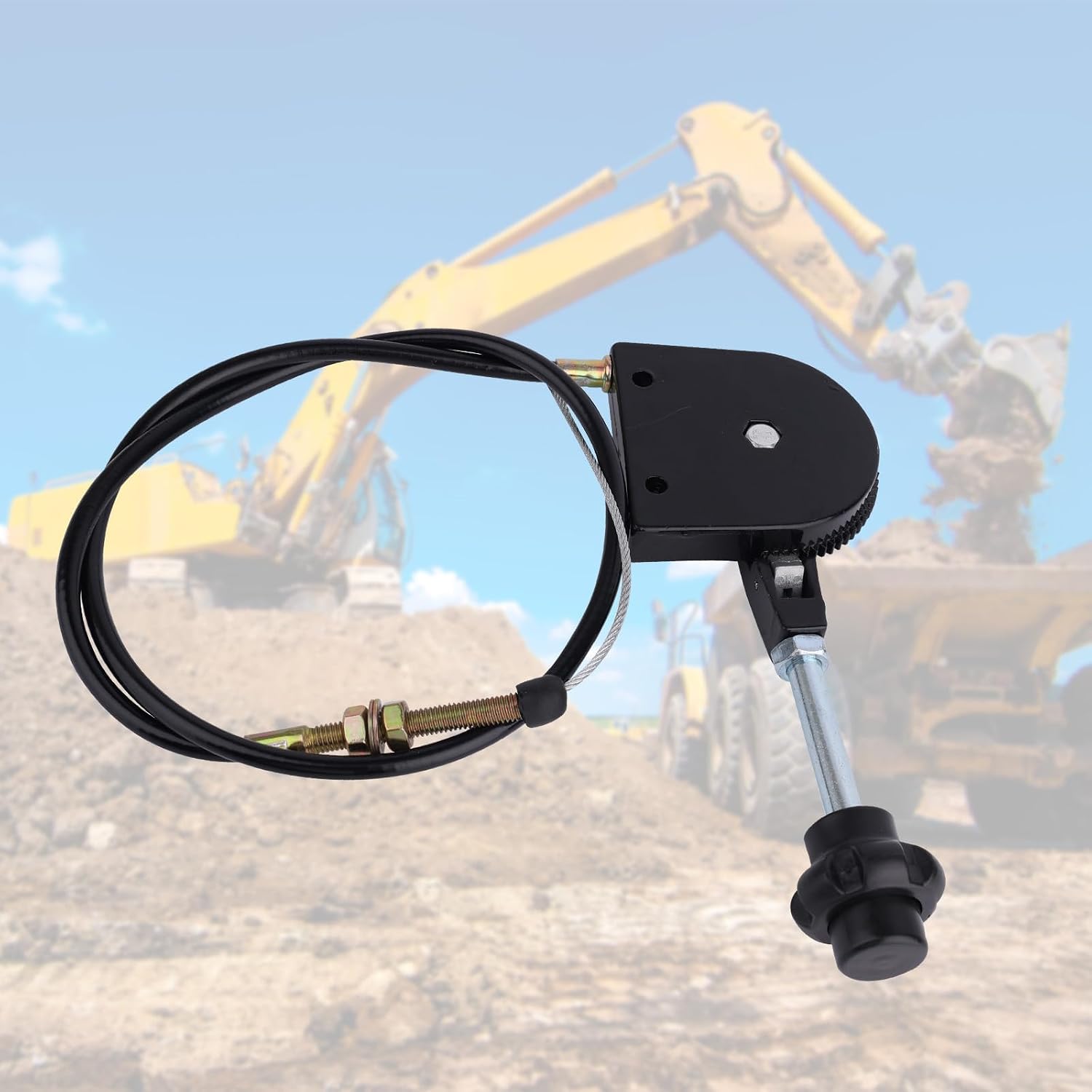 40" Throttle Control Cable for Excavator, Excavator Throttle Cable with Black Knob Bendable Manual Controller