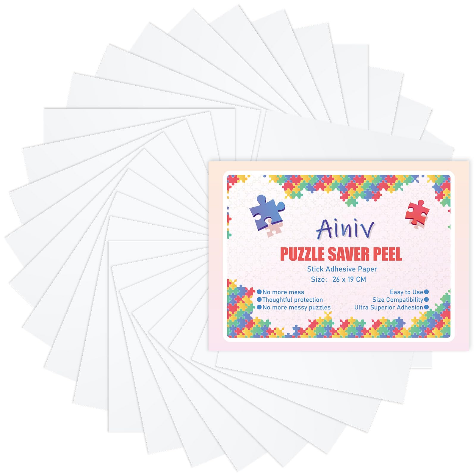 Ainiv Puzzle Glue Sheets, 32 Clear Large Jigsaw Puzzle Saver Sheets, Peel and Stick Puzzle Adhesive Backing, Super Sticky Jigsaw Glue Sheets, Preserve