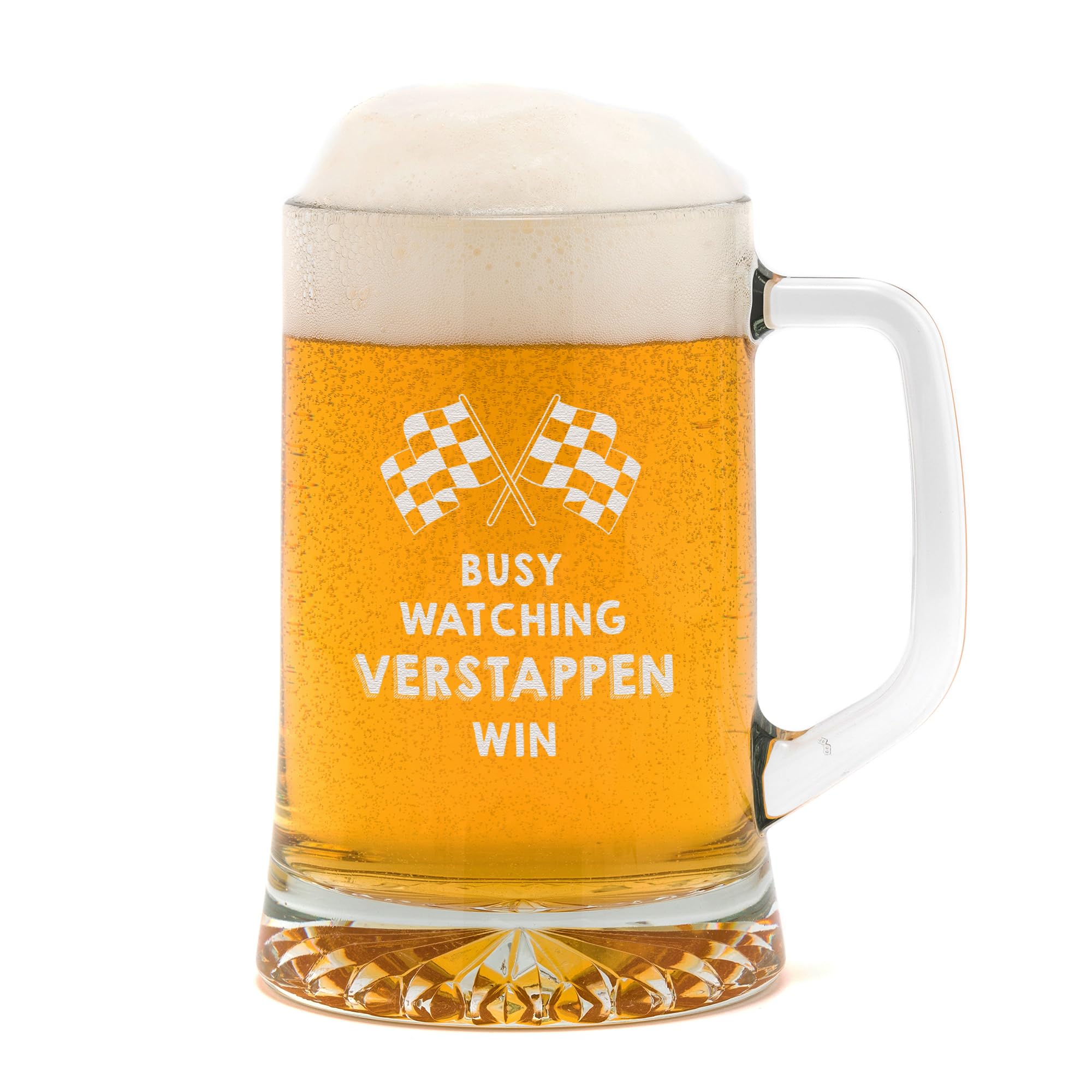 Personalised Engraved Racing Flag Beer Tankard | Formula 1 Beer Glass For Dad Grandad | F1 Gifts for Him | Birthday Gift For Men | Secret Santa Gift Idea — image 1
