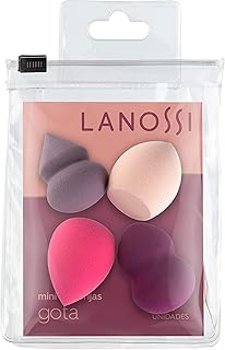 Kit de Esponjas Gota Mini - 4 Unidades, Lanossi Beauty & Care, Rosa/ Roxo/Cinza, Lanossi Beauty & Care, Rosa/Roxo/Cinza