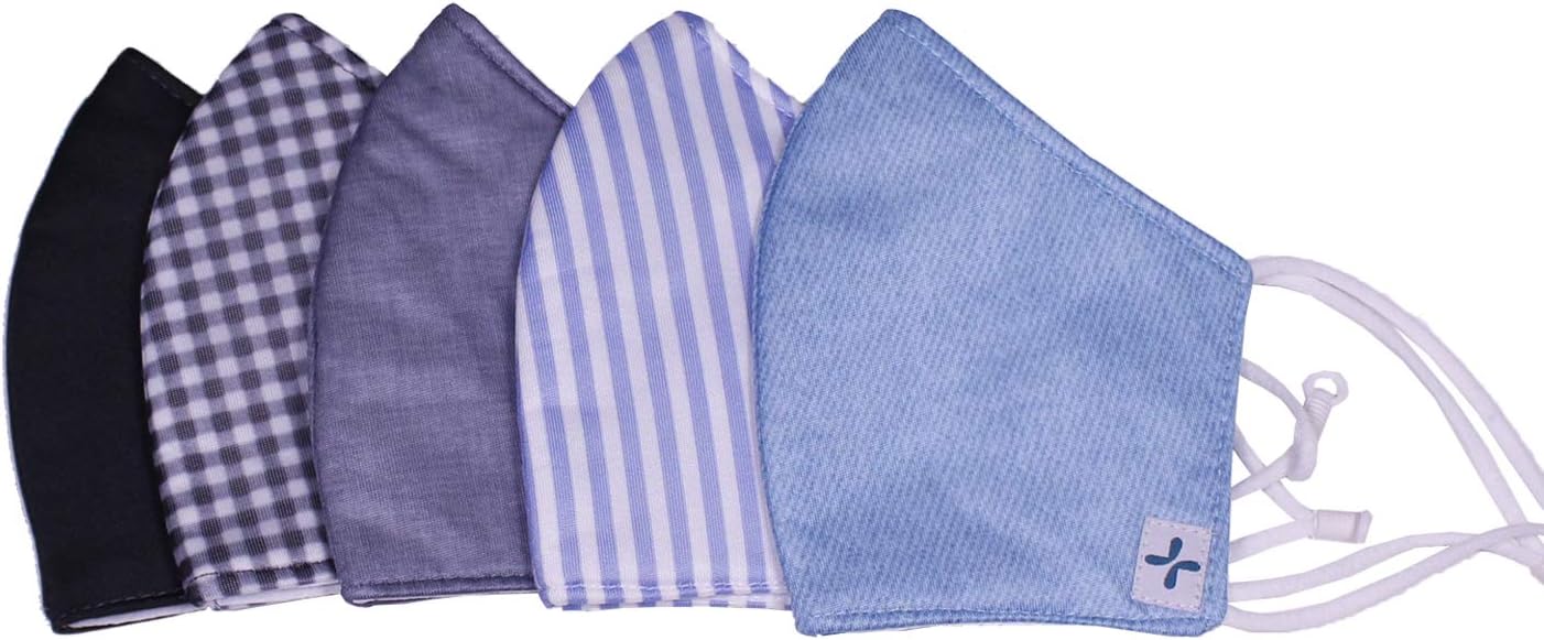 Care+Wear - Reusable Face Masks Breathable Face Mask for Adults (Essential, 5pk) - 6-layer technology, adjustable ear loops, bendable nose wire