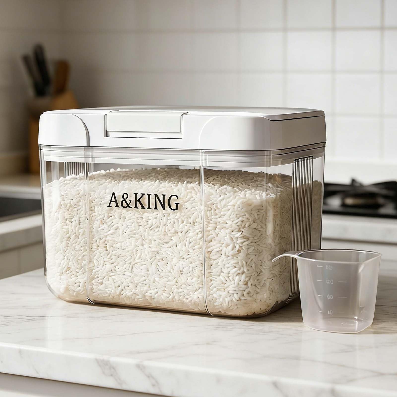 Contenitore per Riso in Plastica Dispenser Riso 10 Libbre Scatole di Riso Sigillata a Prova di Insetti e Umidità Secchio per Cereali Riso