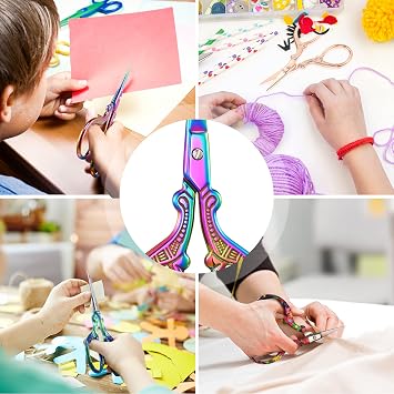 Chumia 6 Pieces 3.6 Inch Embroidery Scissors Bulk Cross Stitch Sewing Crochet Scissors Stainless Steel for Needlework Artwork (Retro Colors)