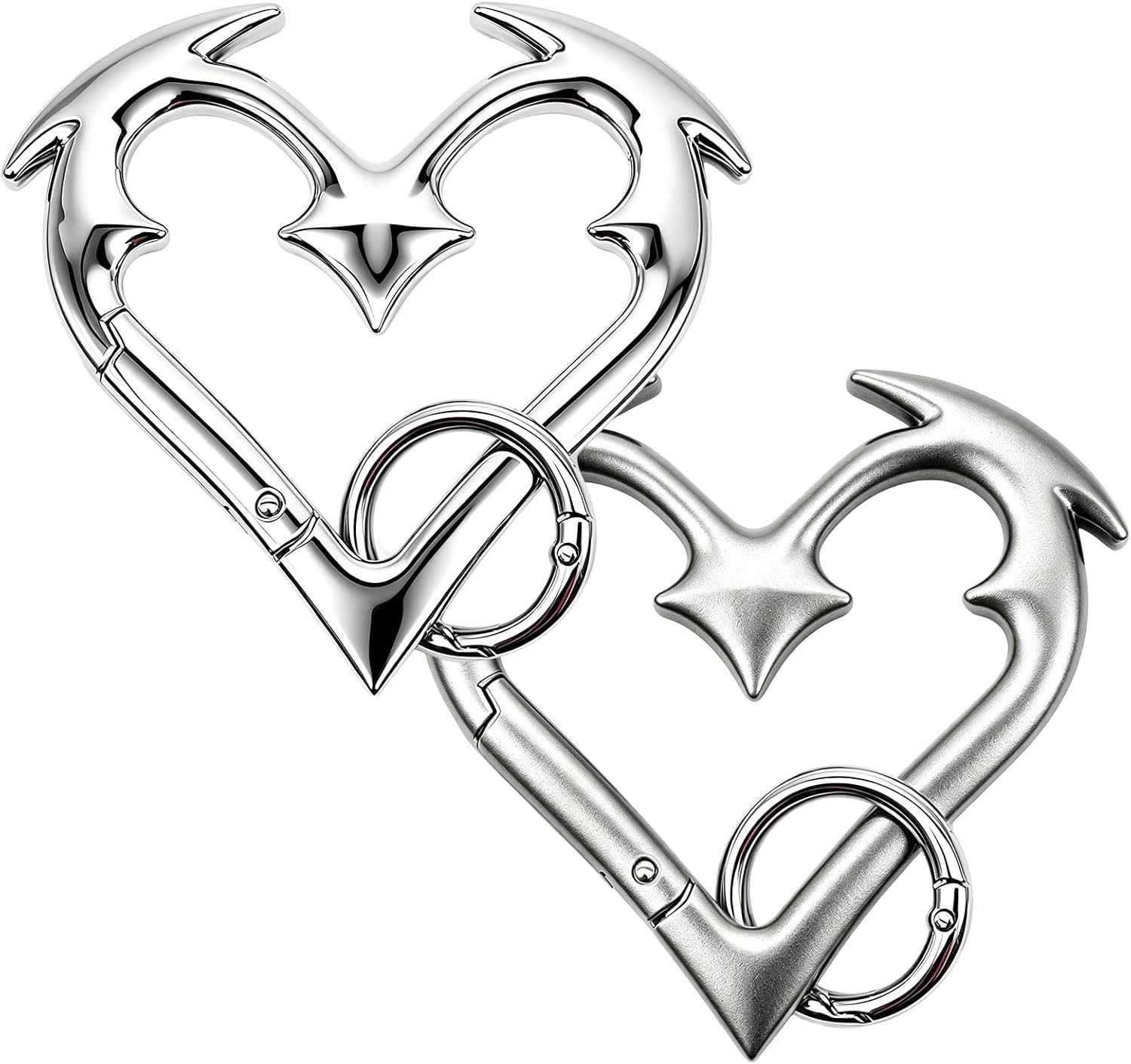 2 Packs Gothic Heart Carabiner Clip,Y2K Keychain Accessory for Women Men, Alloy Holder for Keys Backpacks Jeans Pants