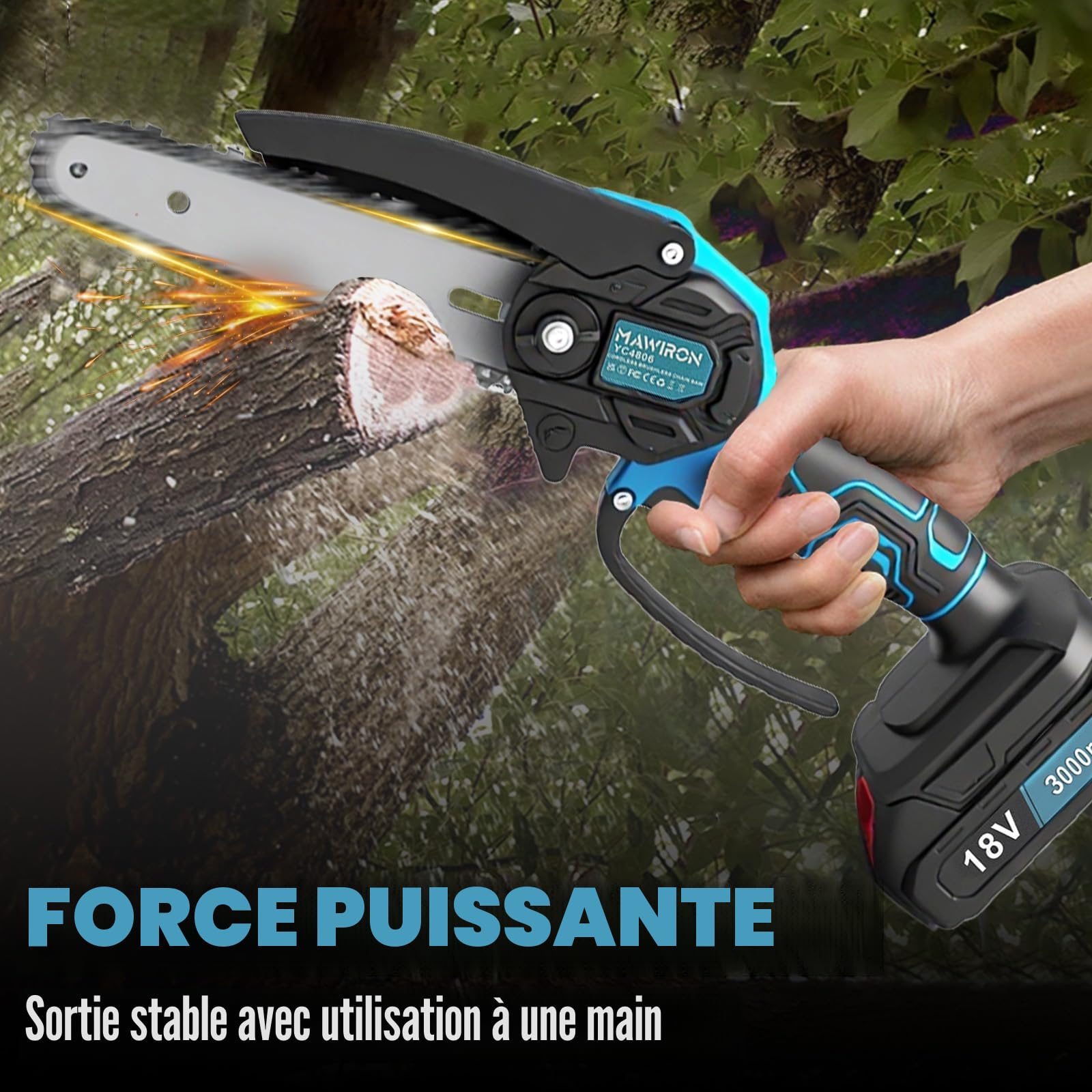 Mini tronçonneuse à batterie de 6",550W Tronconneuse Electrique
