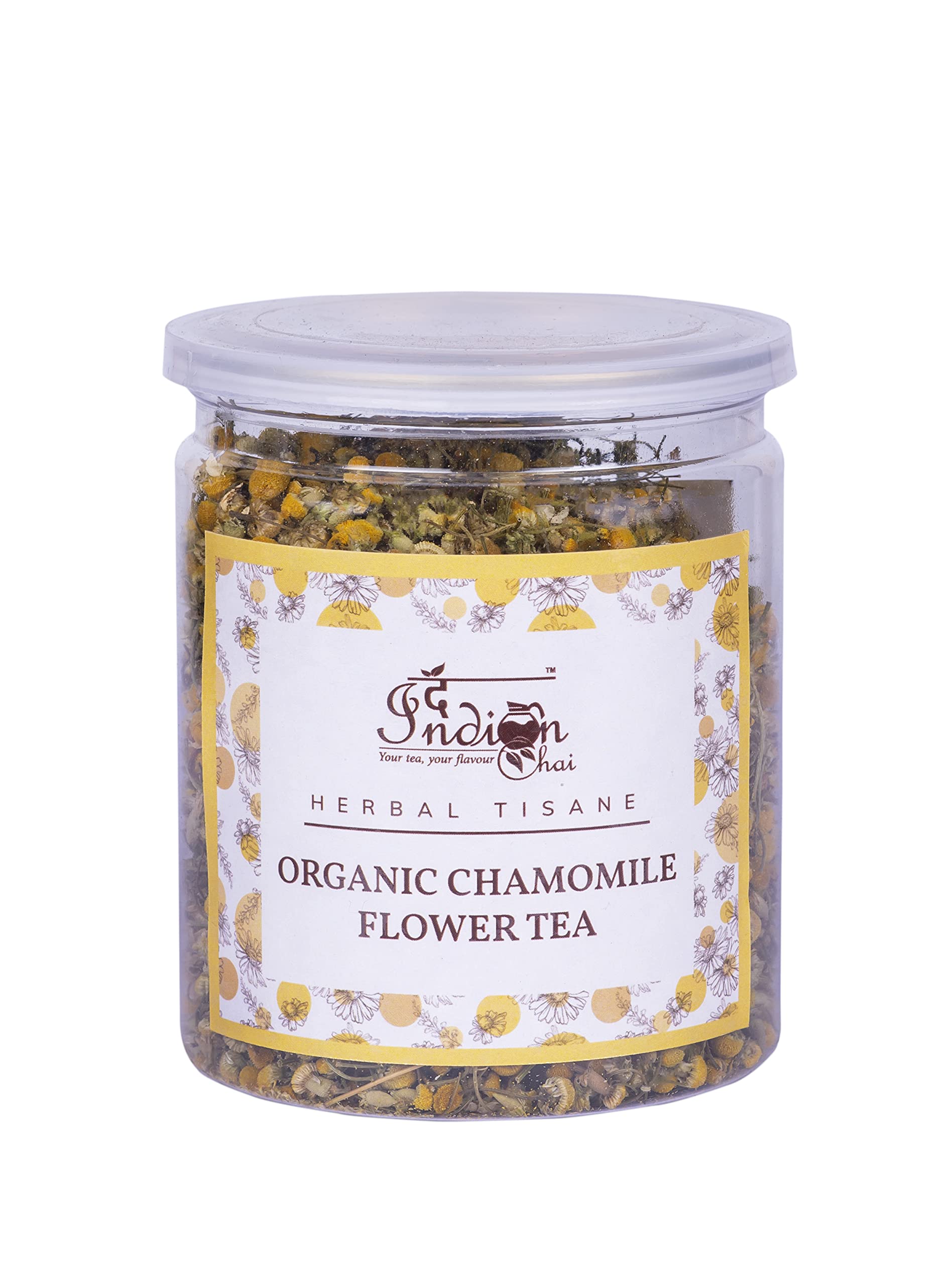 The Indian Chai - Organic Camomile Flower Tea 50g | Caffeine Free | Herbal Infusion | Helps with Sleep, Anxiety and Stress | Whole Flowers | Loose tea