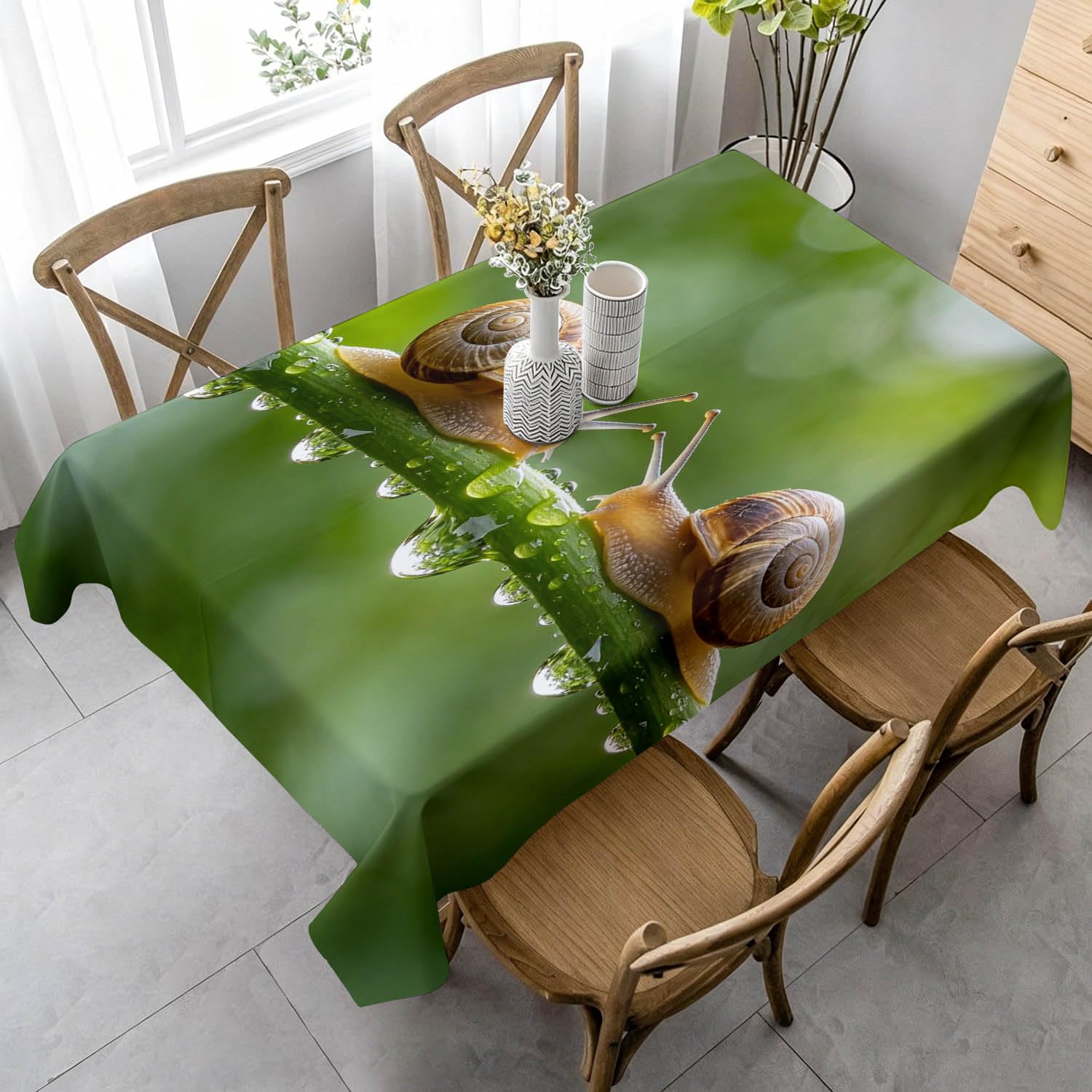 Nappe de Table Rectangulaire 150x300 cm, Motif Escargot