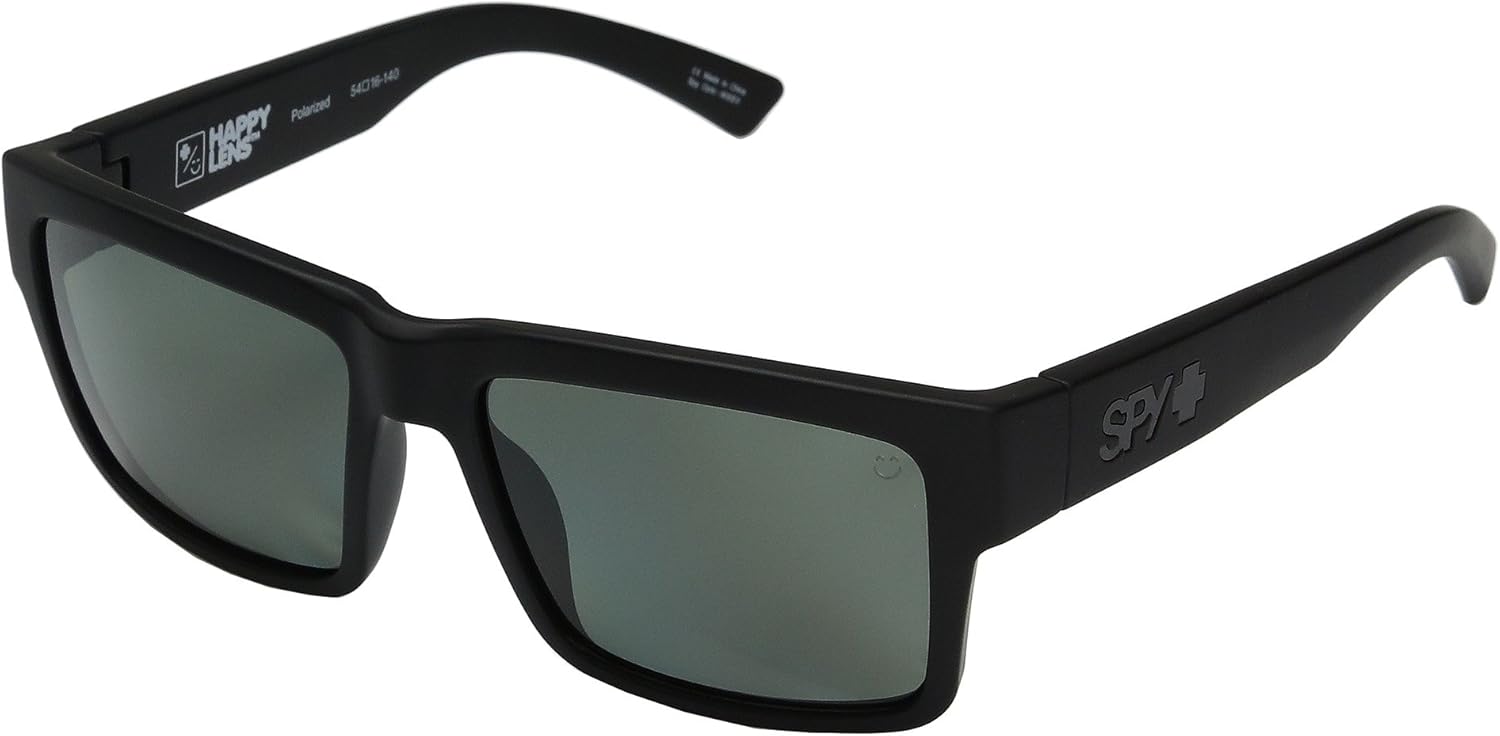 Spy Optic Montana Sunglasses Matte Black w/ Happy Grey Green Polarized Lens + Case