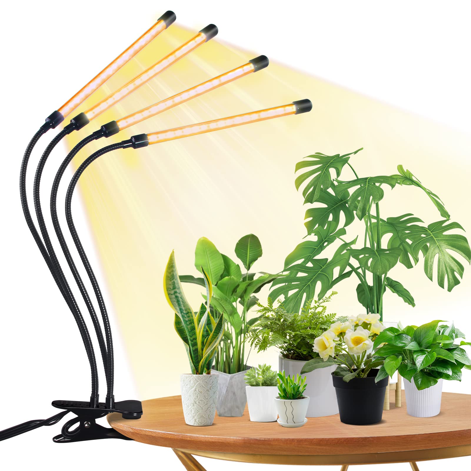 Grow Lights for Indoor Plants, Four Head Grow Light with Full Spectrum, Adjustable Gooseneck Plant Light for Indoor Plants, Grow Lights for Seed Starting, 4 Modes, Auto 3/6 /12h Timer