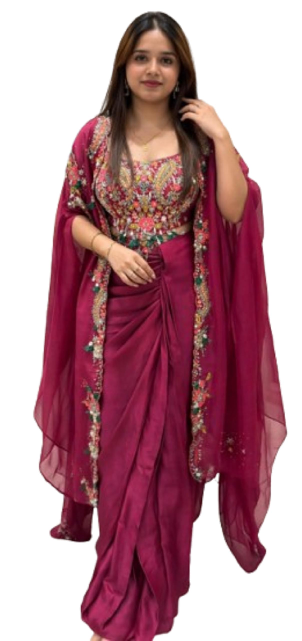 Lehenga Choli For Women's Style Premium Crep Silk Fabric With Embroidery cording Work Blouse wedding bollywood party girls wear dhoti indo western Pink-image-33
