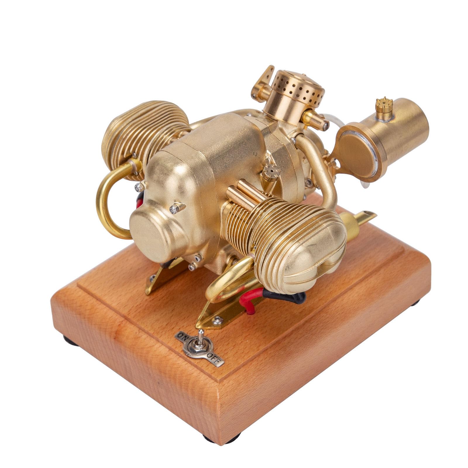 Joytopiaminds Dampfmaschinen-Modellbausatz, 3,2cc Mini Flach-Zweizylinder Viertakt-Benzinmotor für Motorradmodelle, Wissenschaftsexperimente Bildung und Display für Erwachsene