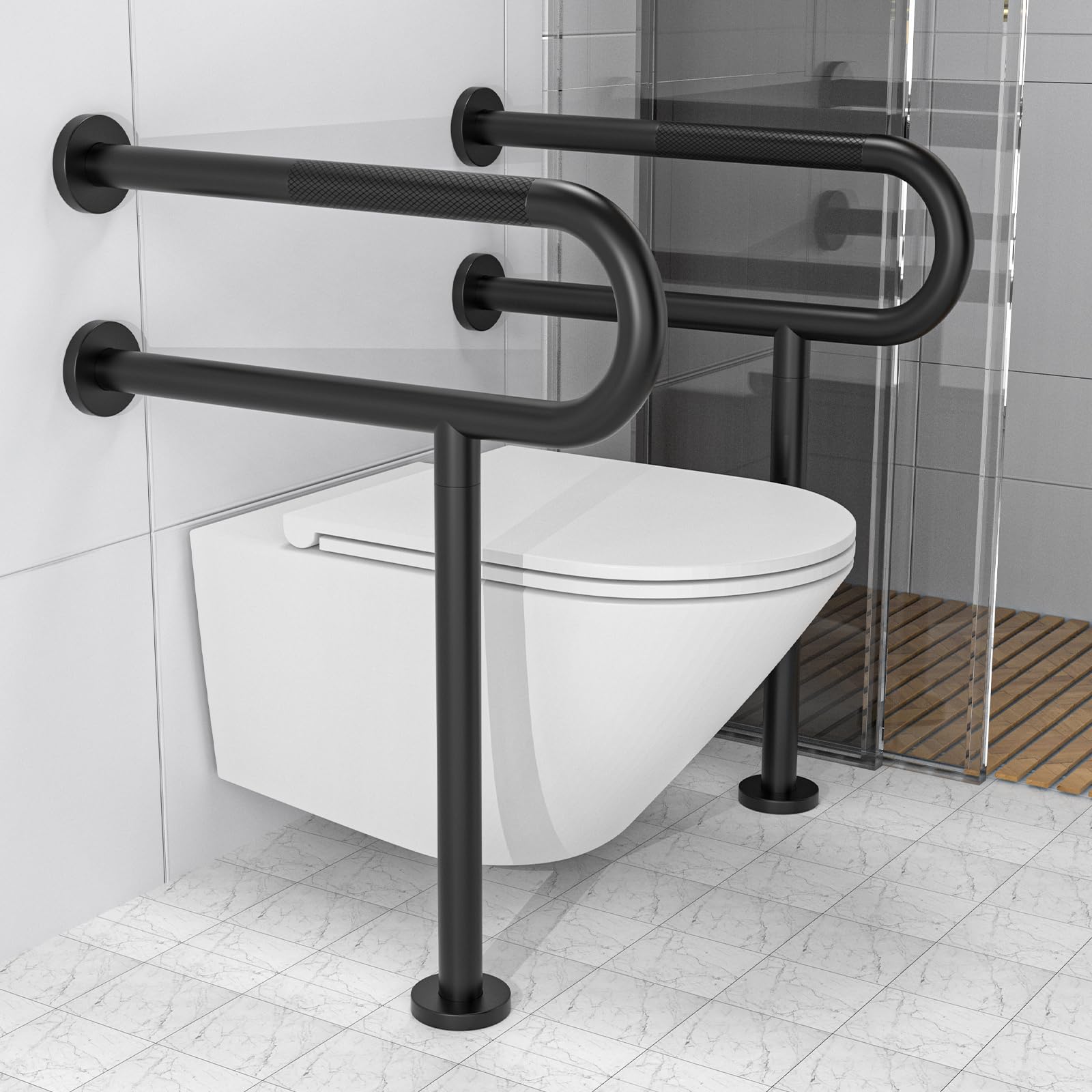 Matte Black Bathroom Grab Bar - 304 Stainless Steel Safety Handle For Toilet, Shower, Bathtub - View #6