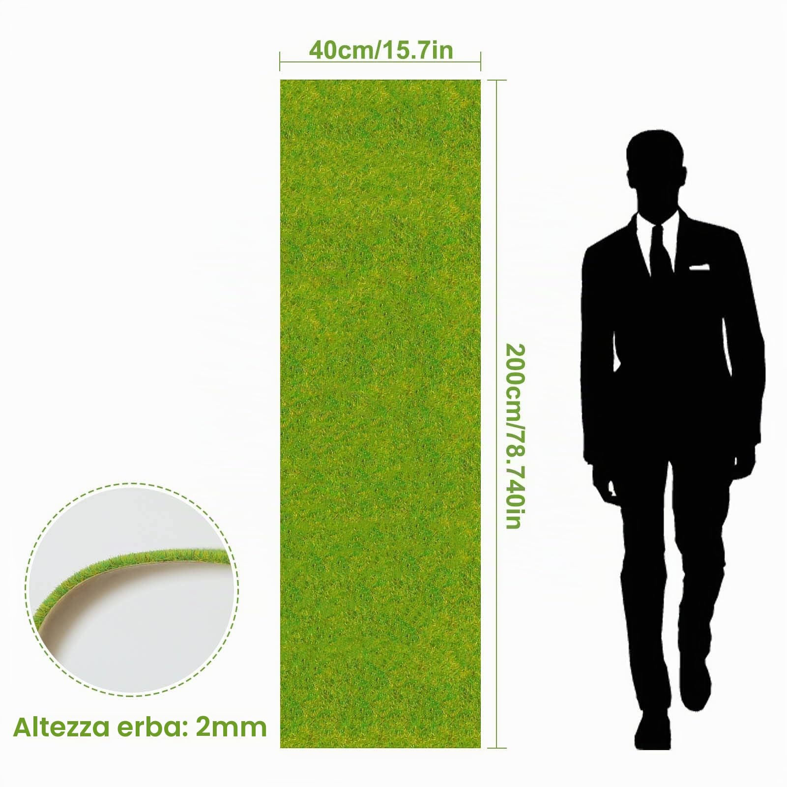 Evemodel 200 x 41 cm modellino ferroviario prato prato tappeto paesaggistica colori assortiti prato tappeto (verde erba)