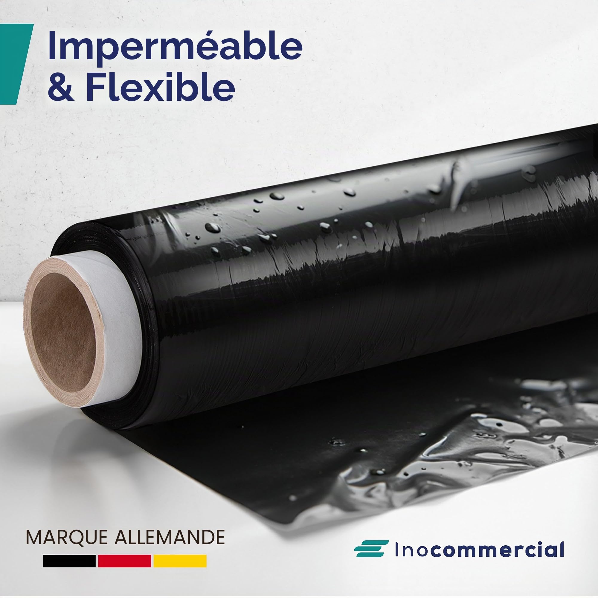 Inoverse Lot de 6 rouleaux de film étirable noir pour meubles et déménagements - 50 cm / 1,5 kg