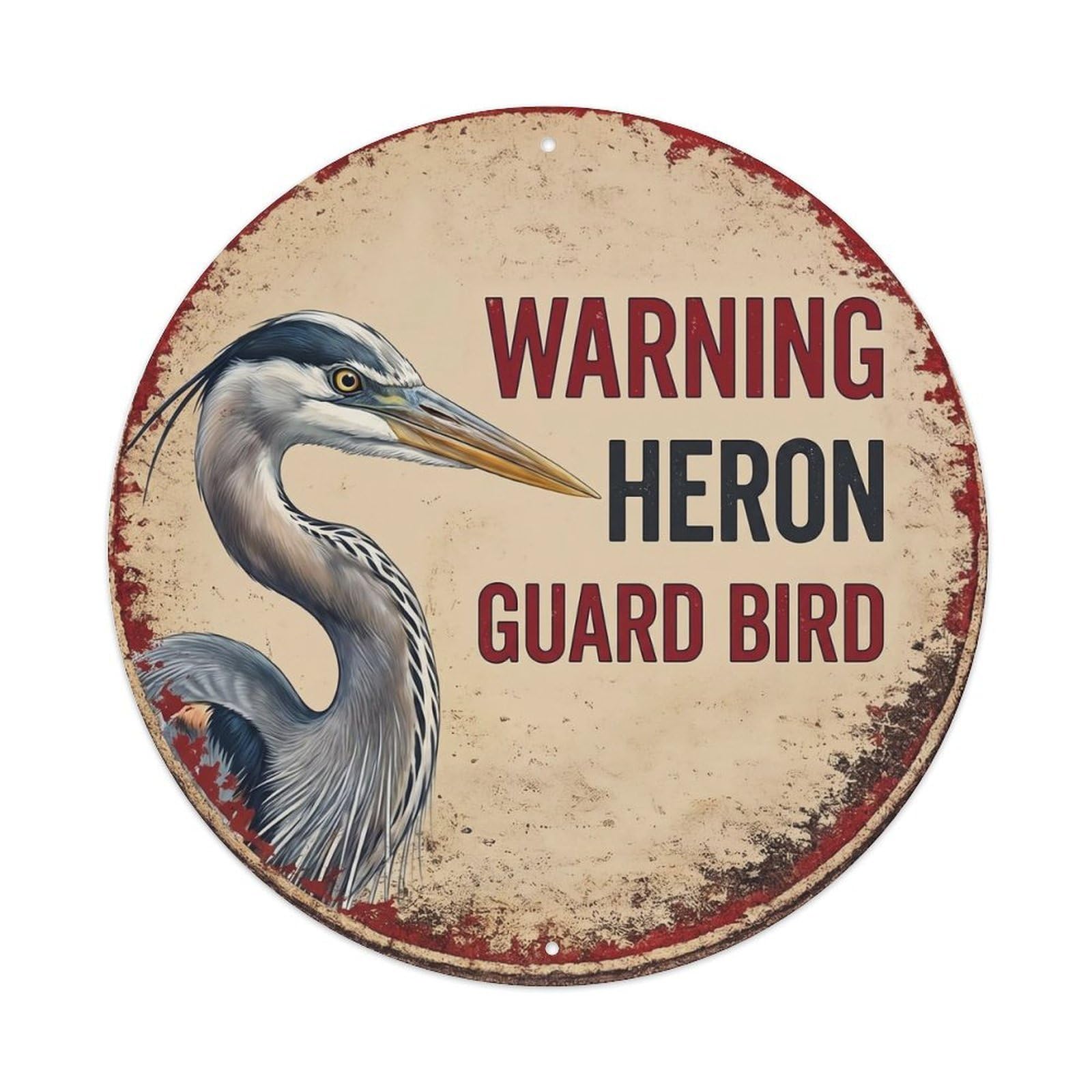 Metal Tin Sign Vintage Warning Heron