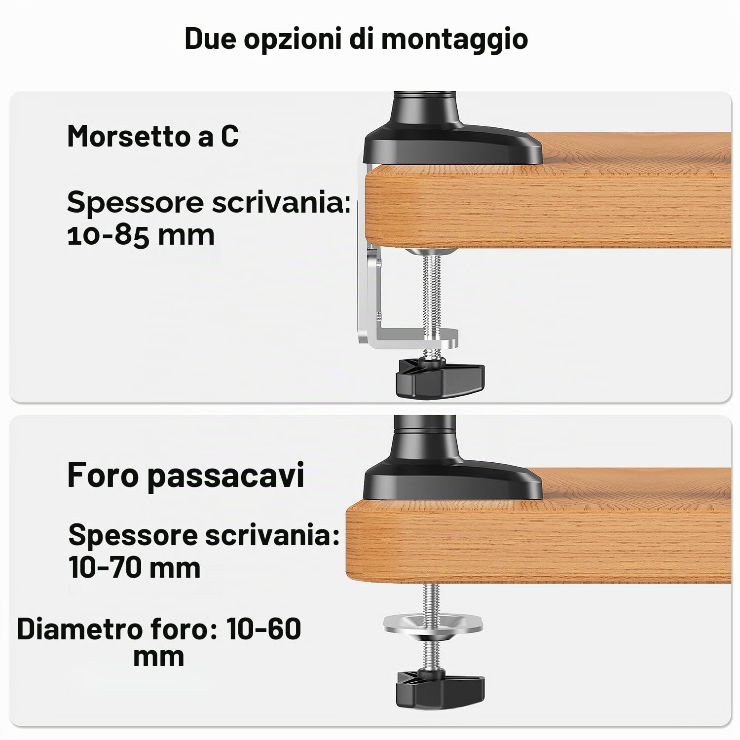 ELIVED Supporto per 2 monitor per schermi da 17-34", supporta 2-12 kg | Supporto per 2 monitor con VESA 75/100 mm, regolabile in altezza, girevole, grigio, EV3236B-G
