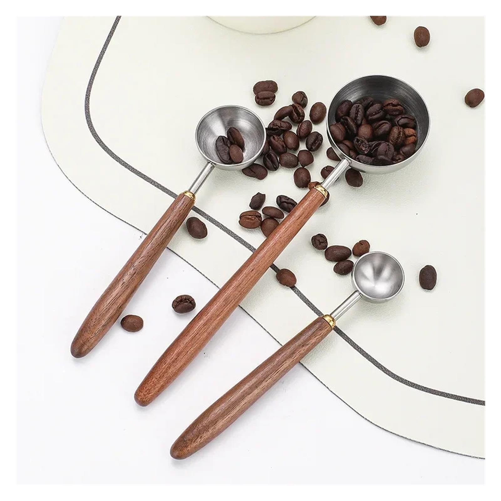 Cuchara medidora de café 8ml/25ml de acero inox, mango madera | Para granos de café, leche en polvo y condimento; modelo 8ml/25ml(Grey)