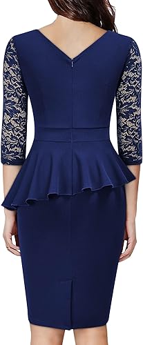 Miniatura 2 de Miusol Minivestido de fiesta con cuello en V y encaje floral con volantes y manga 23 para mujer