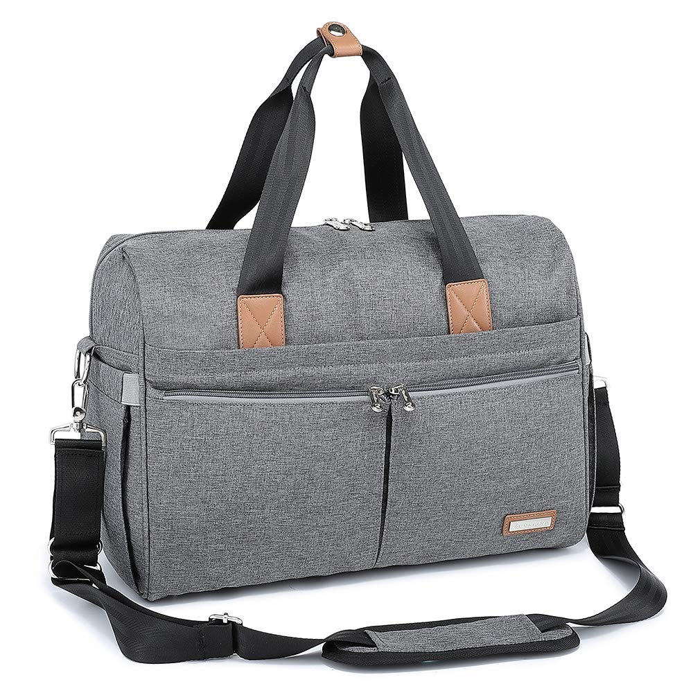 RUVALINO Grand sac à langer de voyage Weekender pour maman et papa, sac transformable, pour garçons et filles, avec matelas à langer, compartiments isothermes pour bouteilles et fixation à la