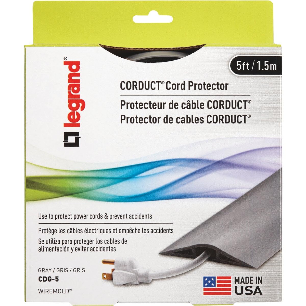 Wiremold CDG5 5' Gray Corduct On-Floor Cord Protector
