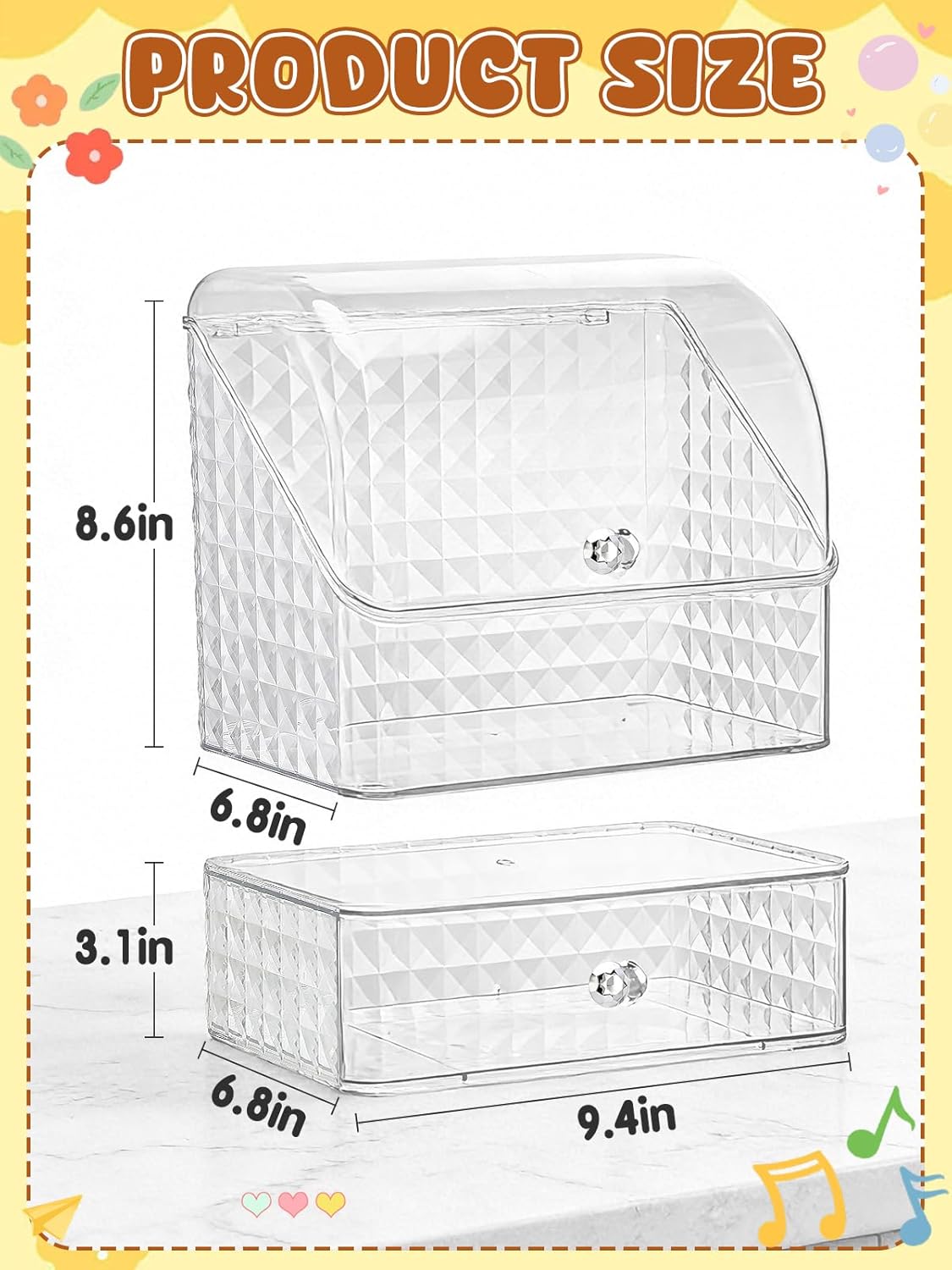 Flip-top Baby Bottle Organizer for 6 to 8 Bottles - Easy to Access, Space-Saving Clear Stackable Storage Drawers Baby Bottle Station for Kitchen Countertop Cabinet Nursery