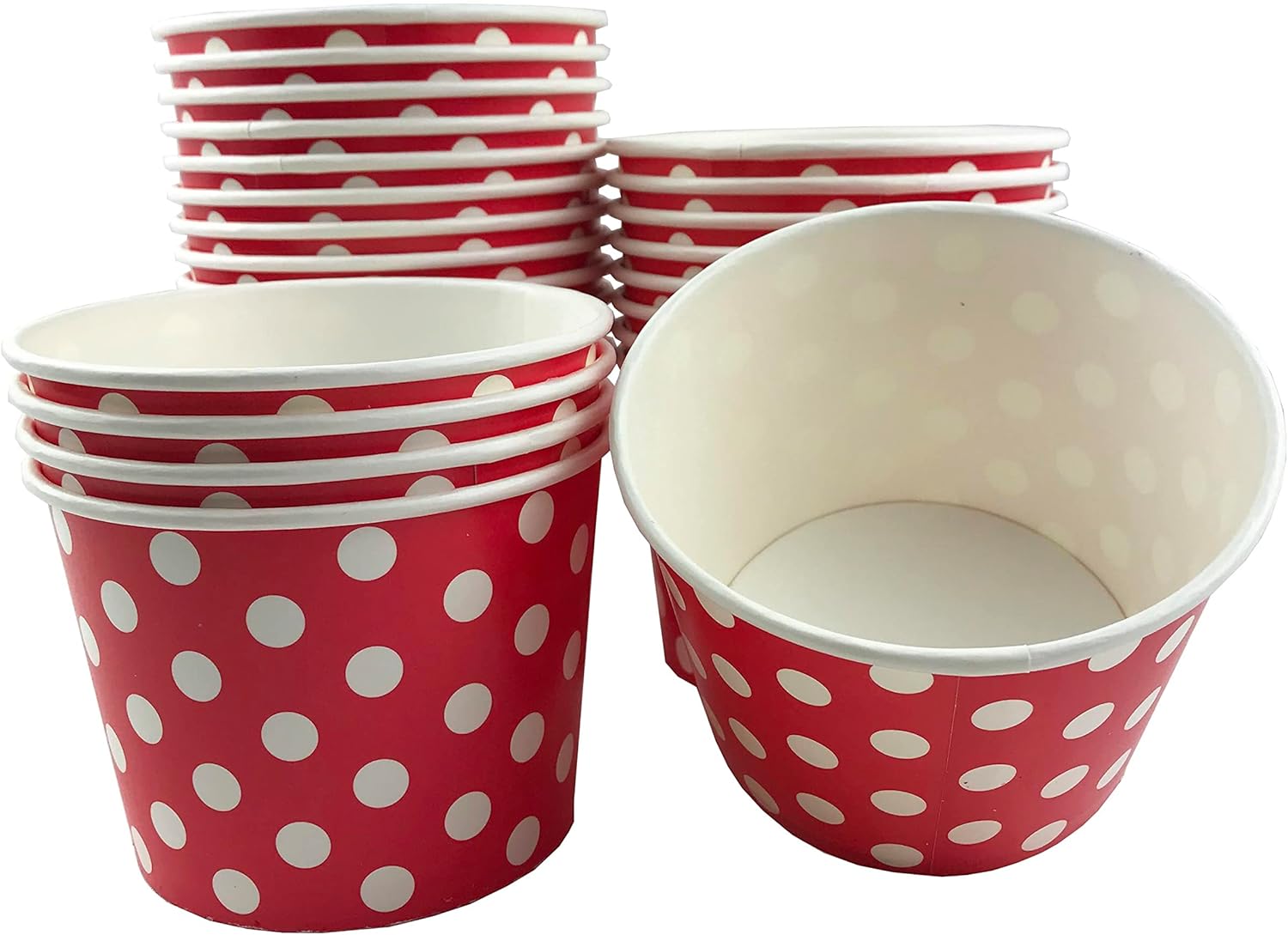 MMvolesy 16oz Red Paper Ice Cream Cups Polka Dot Paper