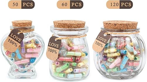 Miniatura 4 de XHDAI Letras de cápsula con mensaje en una botella, píldoras de mensaje de cápsulacarta de amor, ideas de regalos lindas para novionovia (50