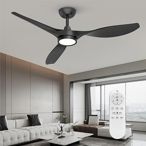 Roomratv Ventiladores de techo con luces y control remoto, ventiladores de techo grandes de flujo de aire de 52 pulgadas para interiores con motor