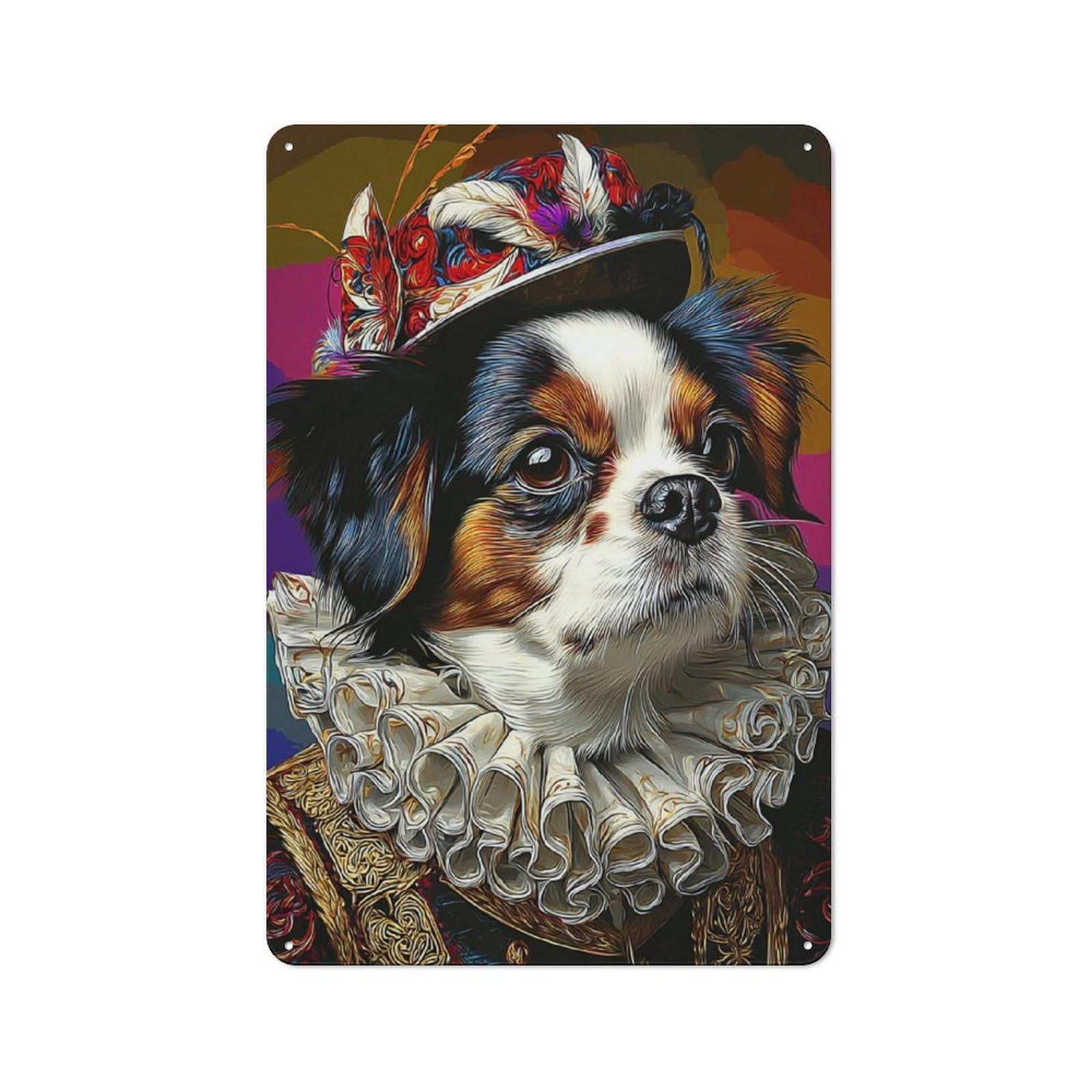 Junmoney Regal Canine Portrait -3 30X20cm Vintage Tin Sign With For Hobby Room Or Studio, For Winter Interiors And Metal Sign Collectors