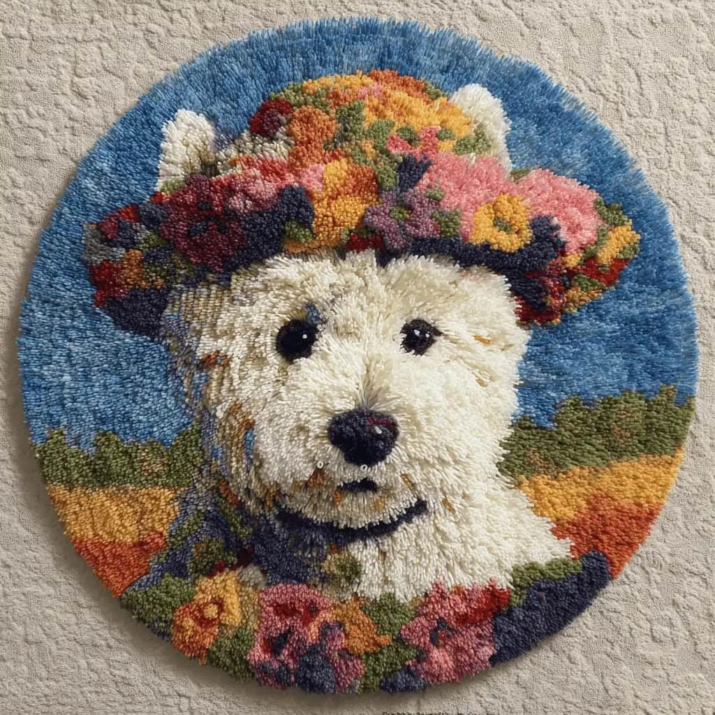Kitquiver Latch Hook Cushion Kits E Latch Hook Rug Kit,Terrier 50X 50Cm