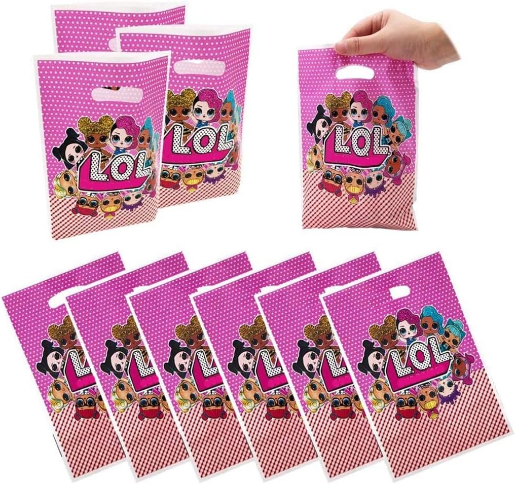 WEIERDING 50 Packs LOL Party Gift Bags, Birthday Decoration Gift Bags LOL Gift Bags Party Supplies for Kids LOL Themed Party