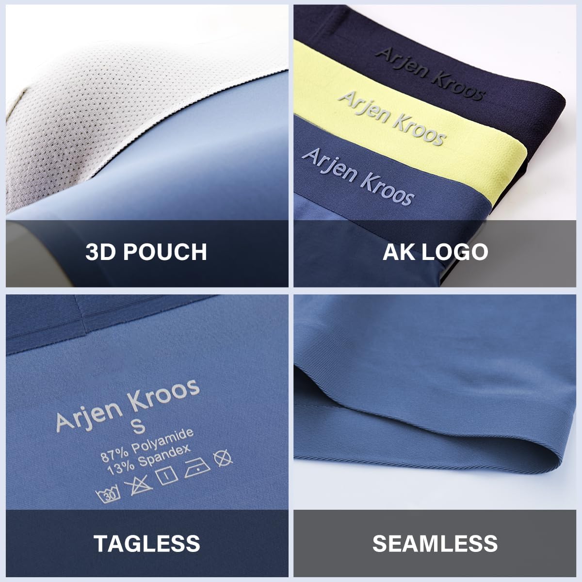 Arjen Kroos Men's Trunks Underwear 4 Pack Seamless Silk Boxer Briefs - Image 6