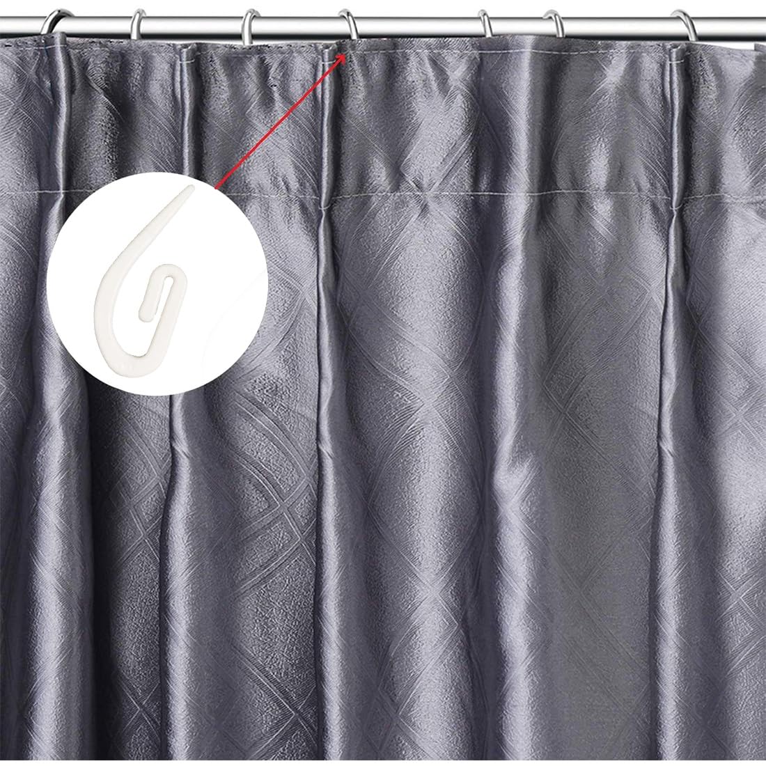 ZKSXOA 200 Anelli per Tende da Doccia, Tende per Porta Rinforzato A Forma di G, in Plastica Bianca,Ganci per Tenda da Doccia, per Bagno, Colore Bianco, per Asta da Doccia