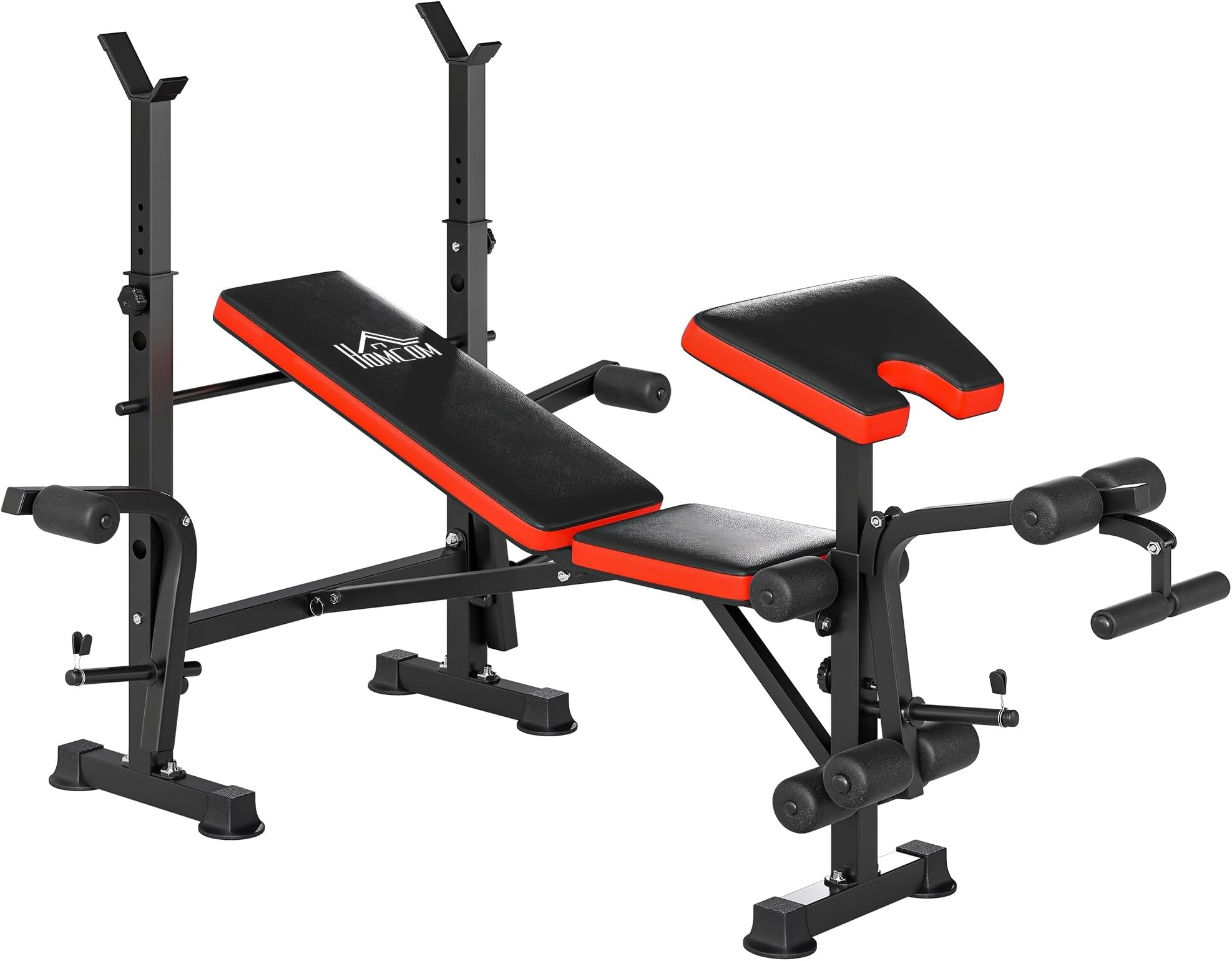 Adjustable Weight Bench with Leg Extension Barbell Rack | Preacher Curl Pad, Butterfly, Multi-Function Home Gym Bench, Strength Training