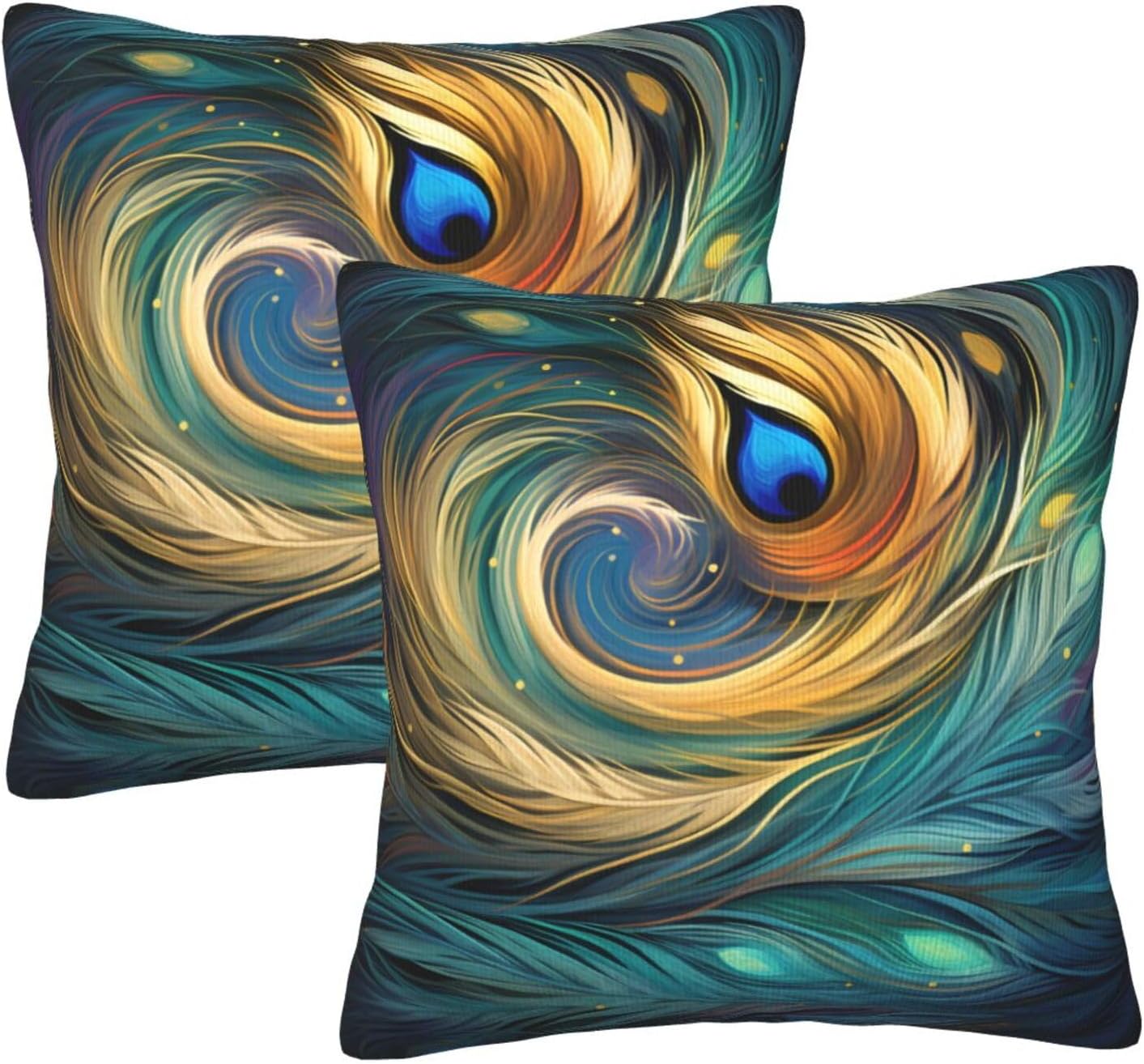 Peacock Bird Animal Feather Throw Pillow Covers 20x20 Inch Soft Square Cushion Covers for Couch Sofa Bedroom Living Room Decor Set of 2 Decorative Pillowcase