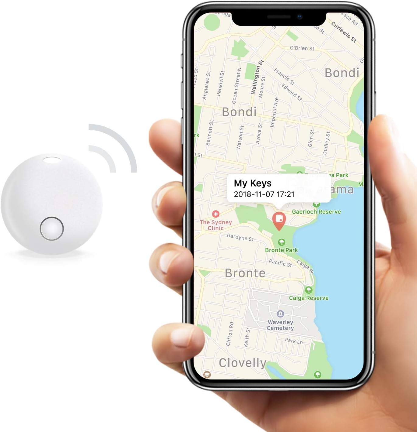 Safedome SD Mini Bluetooth Tracker, Smart Finder for Lost Keys, Wallets, Purses, and Bags. Small Bluetooth Phone Tracking Device with Replaceable Batt