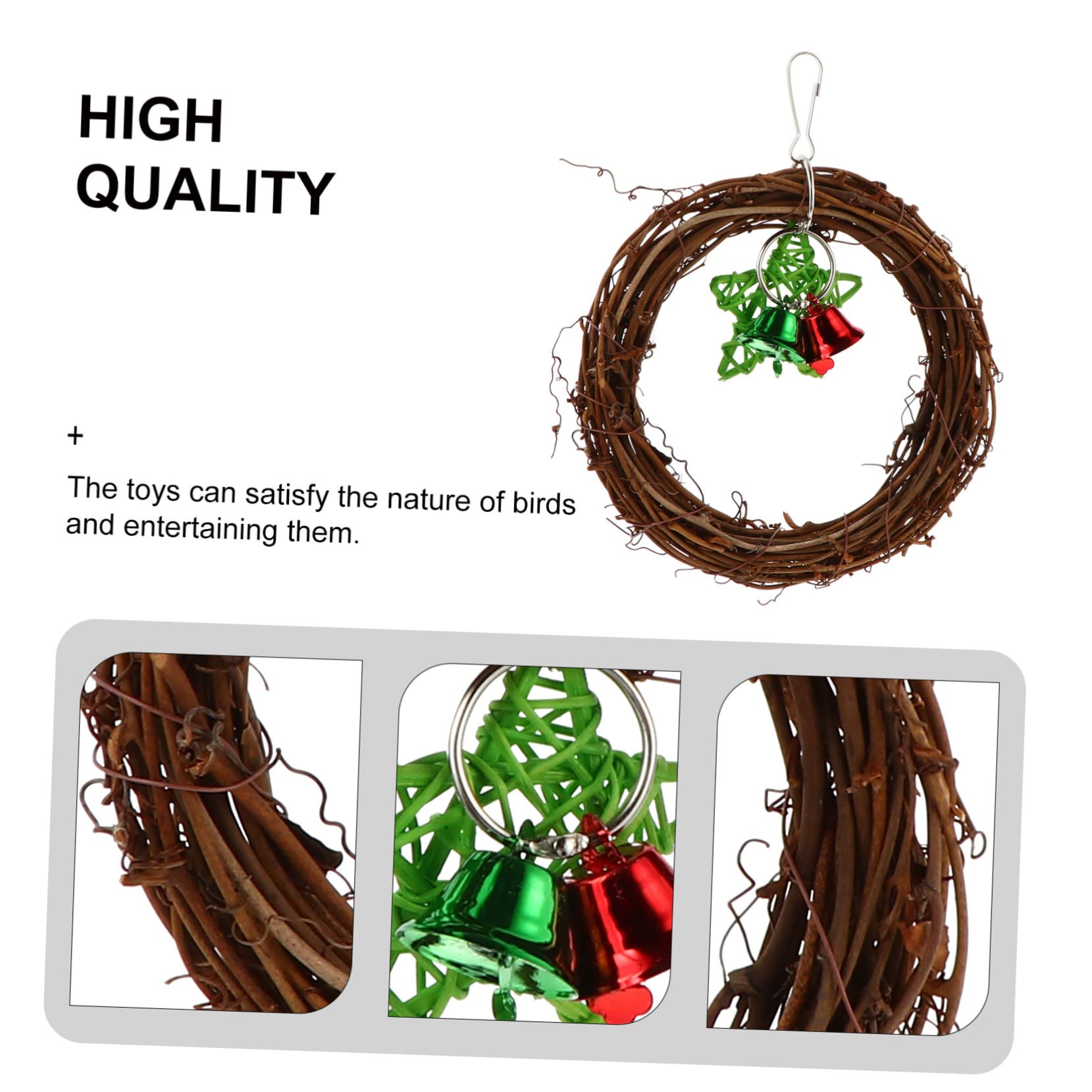 POPETPOP 3pièces Hamac Rotin Naturel pour Perroquets Jouet à Mâcher Suspendu Et Décoration Murale pour Oiseaux Et Fêtes