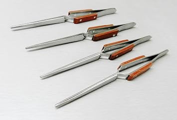 4 Pcs JTS Fiber Grip Tweezers Cross Locking Straight 6-1/2" Jewelry Soldering Tools By JTS