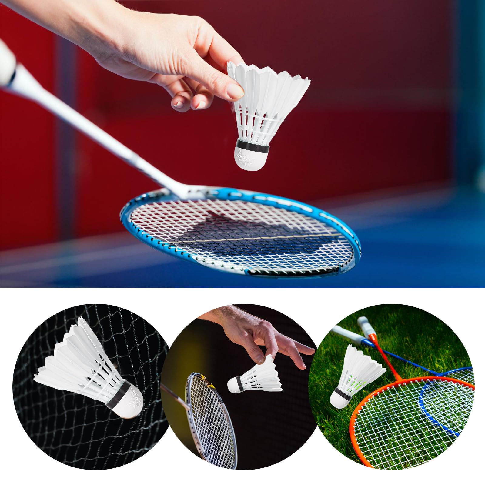 Volants de Badminton, 12 Balle de Badminton Blanches, Volants Durables et Stables, Idéal pour Entraînement et Loisirs