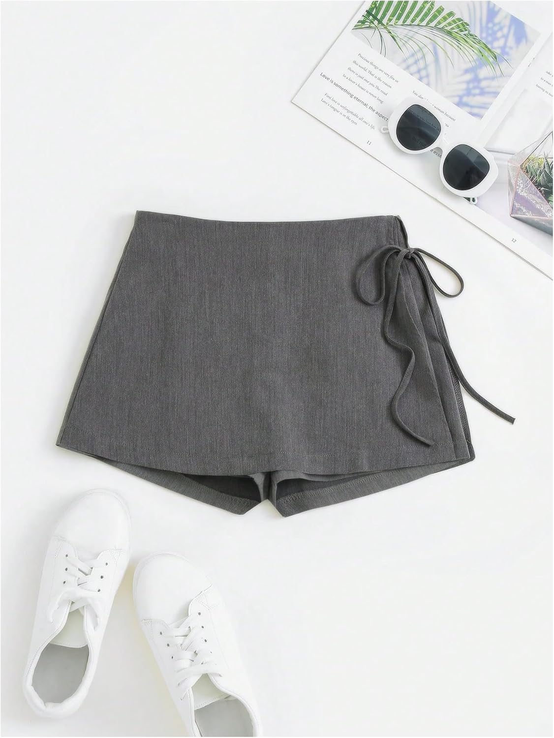 Floerns Women's Cute Tie Side Mini Skorts Split Going Out Coquette Skirt Shorts - Image 2