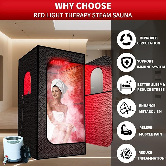 Sauna de vapor portátil personal equipada con silla plegable y control remoto negro miniatura 5