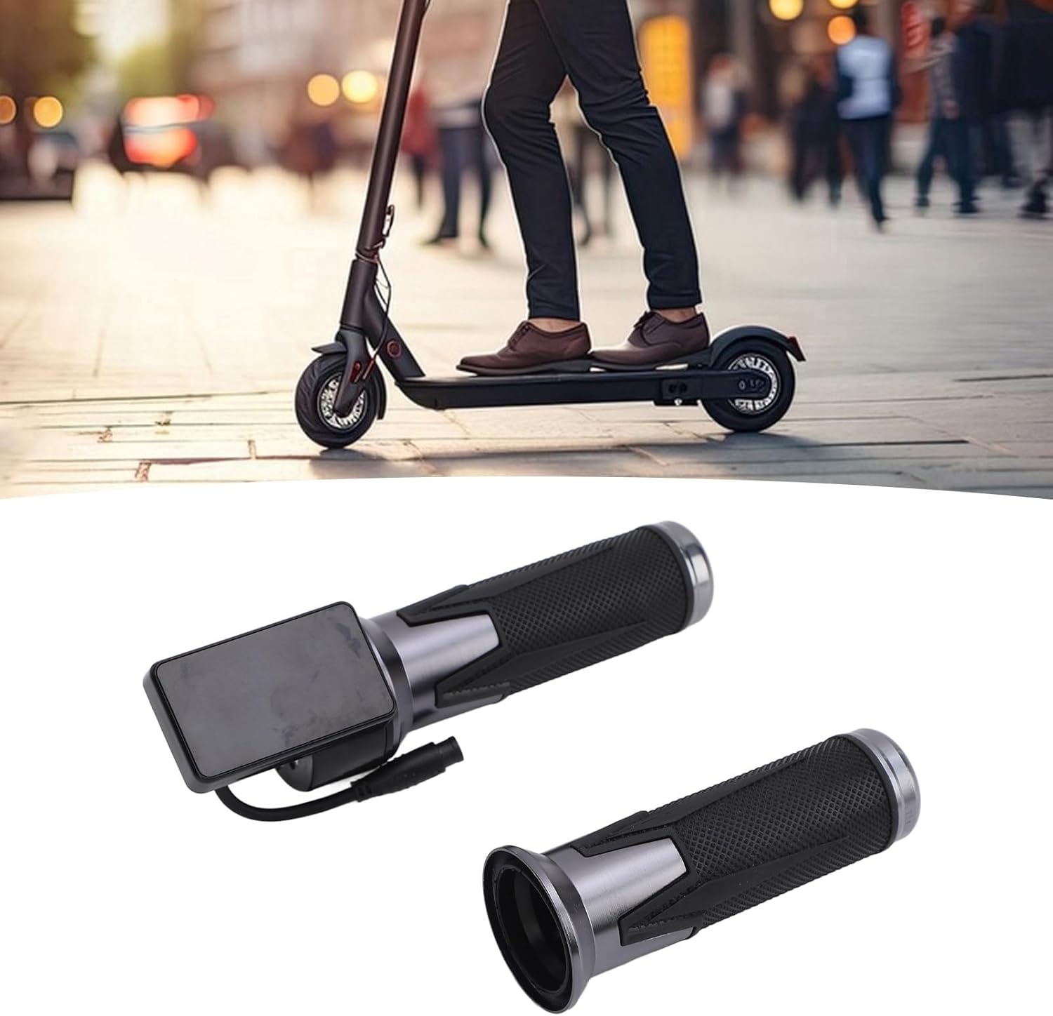 E Throttle Grip, 1Pair 48V for Electric Scooter Throttle Grip with Display and 6 Pin Connector