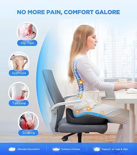 Miniatura 2 de Cojín de asiento más grueso para silla de escritorio, coche, oficina, cojín de alivio de presión de gel refrescante en forma de U con diseño hueco,