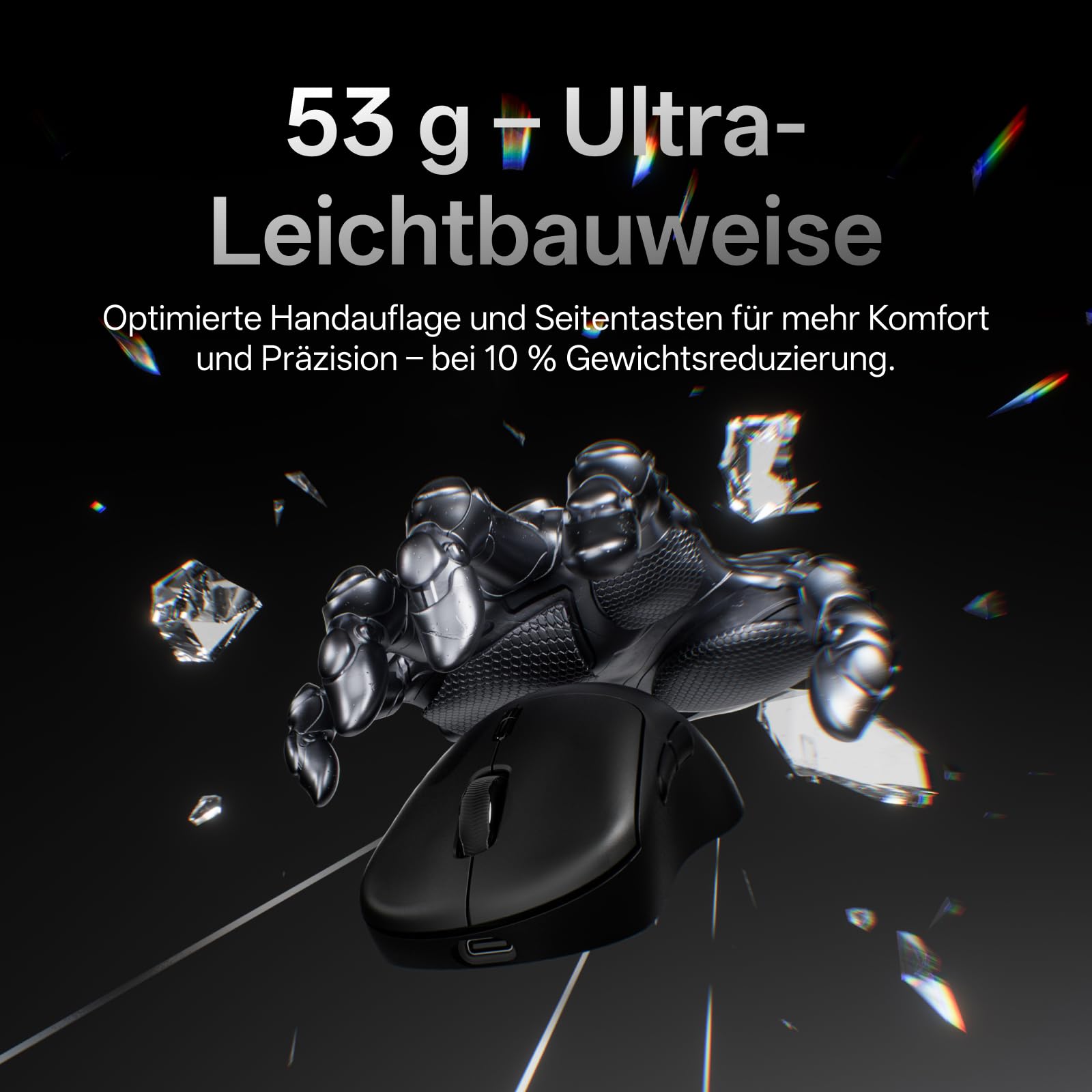 Rapoo VT3 MAX Gen-2 Kabellose Gaming-Maus, 53g Ultraleicht, Native 8000Hz | Nordic nRF54L15 MCU, 750h Akku, PAW3950 30K DPI, 10 Programmierbare Tasten, Ergonomisches Design, Kompatibel mit PC & Mac