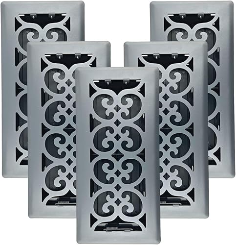 Miniatura 8 de Registro victoriano de piso de 4 x 14 pulgadas en acabado negro de hierro fundido, cubiertas de ventilación para piso de casa, cubiertas decorativas