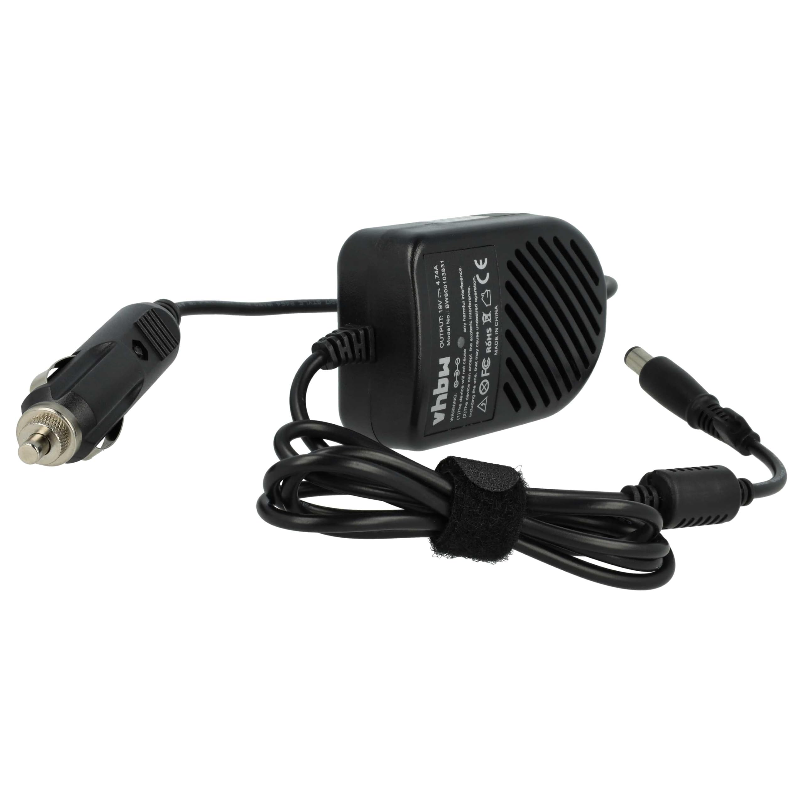 vhbw Chargeur Allume-Cigare Compatible avec HP EliteBook 2730p, 2740p, 2540p, 2530p, 2760p, 6730b Ordinateur Portable - Chargeur 12V Noir 4,74 A