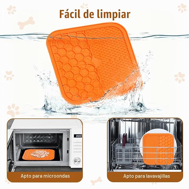 Foto 4 de 7 de AiQInu 2 Piezas Alfombra para Lamer Perros y 1 Espátula de Silicona, Lickimat Perros con Ventosa Sin BPA