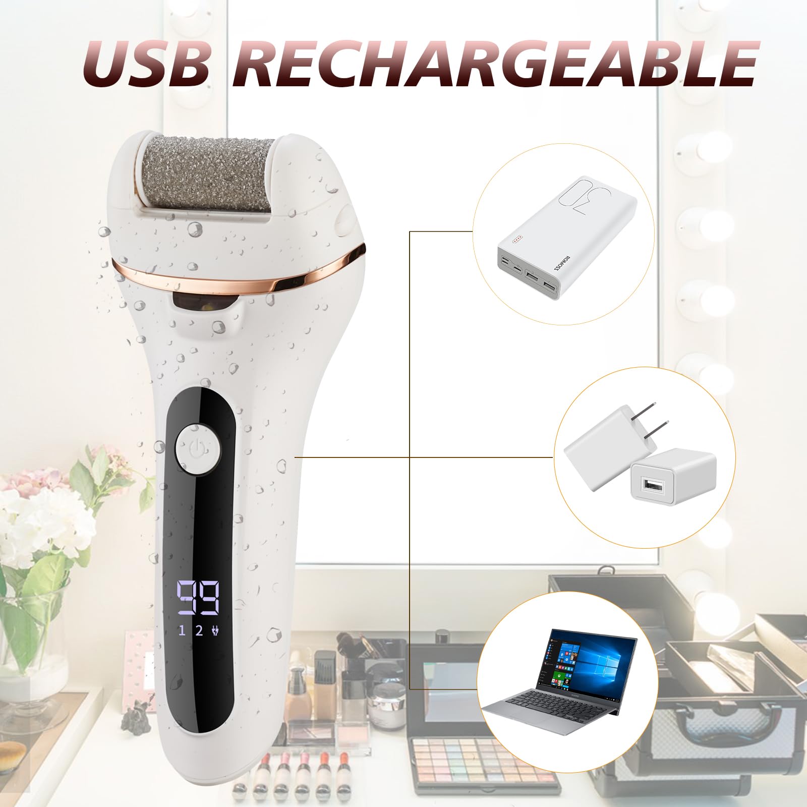 Electric Foot File, Professional Foot Callus Remover Rechargeable