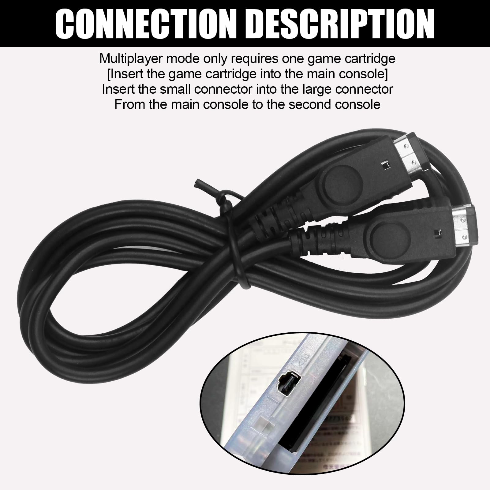 Link Cable para Nintendo Game Boy Color y GBA SP, Cable de Conexión Portátil de 1.2 m para 2 Jugadores (Negro) — view 4
